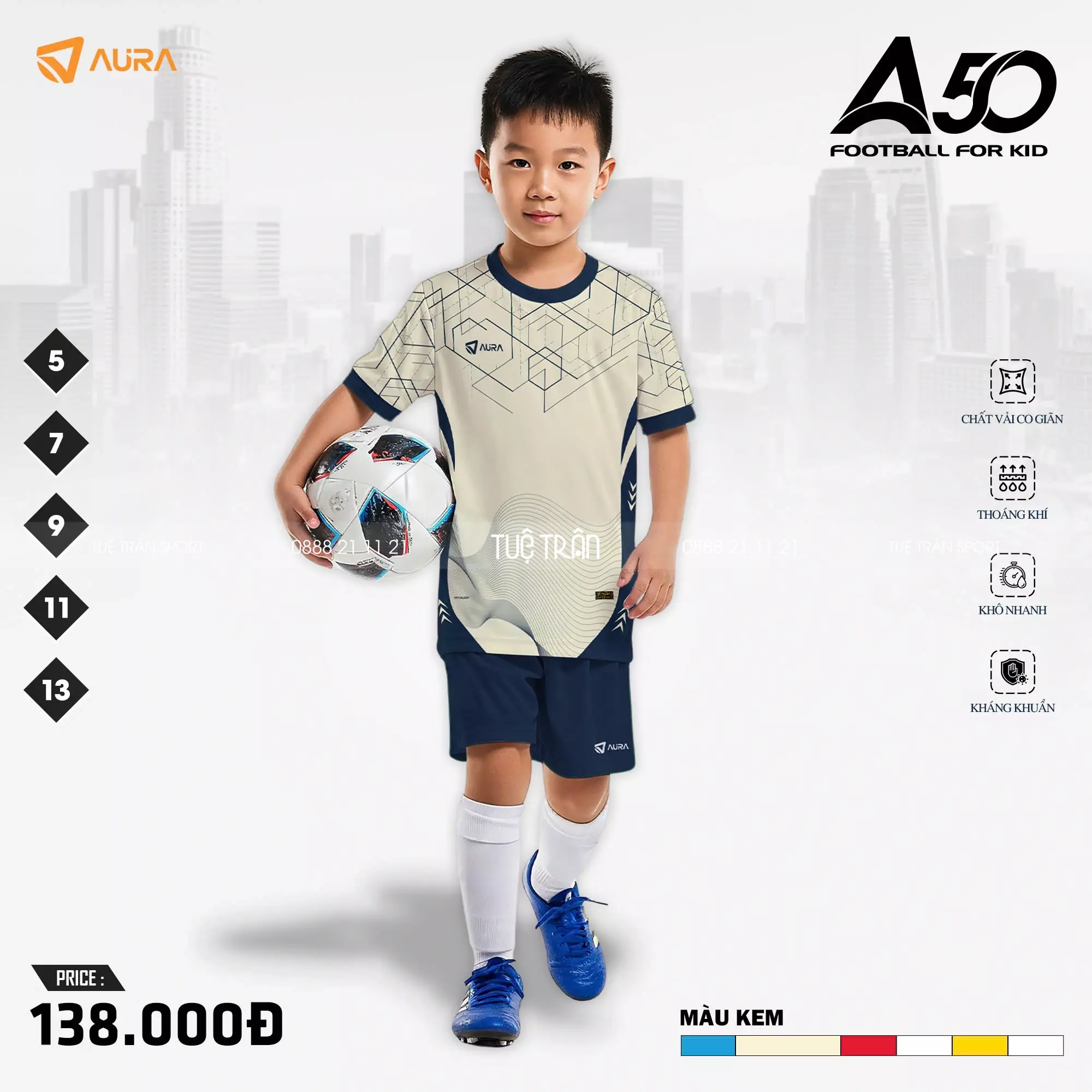 Quần áo bóng đá trẻ em Aura A50